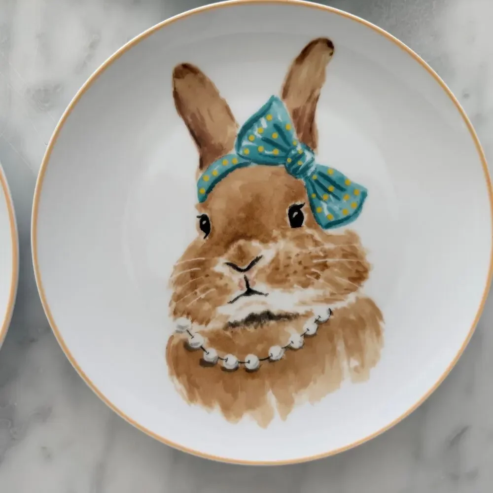 Pier 1 Bunny Face Easter Plate 4pc 8